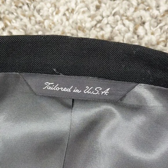 Christian Dior Double Breasted Blazer Mens 44R Black Wool Gold Button Sport Coat